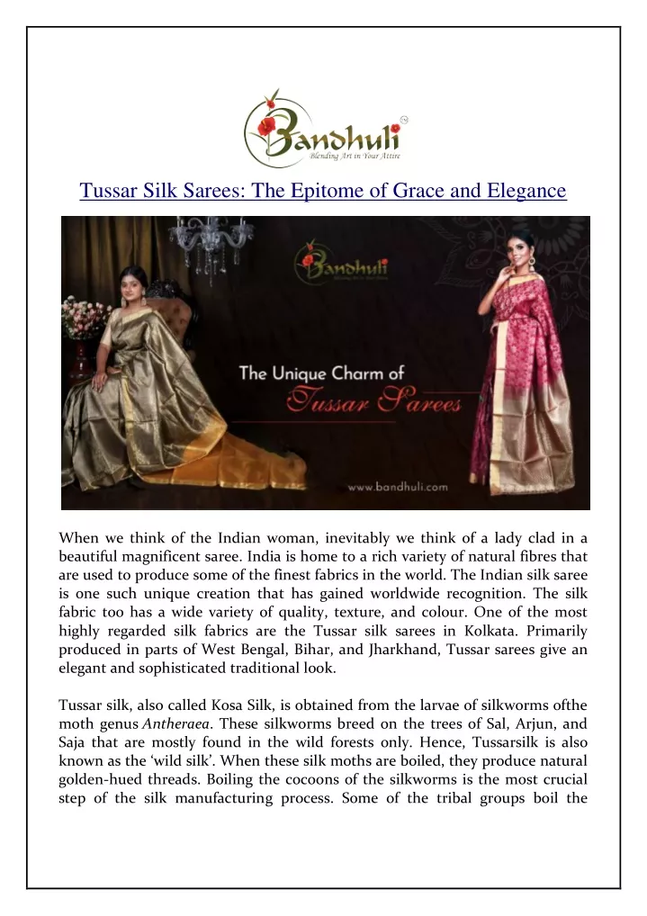 tussar silk sarees the epitome of grace