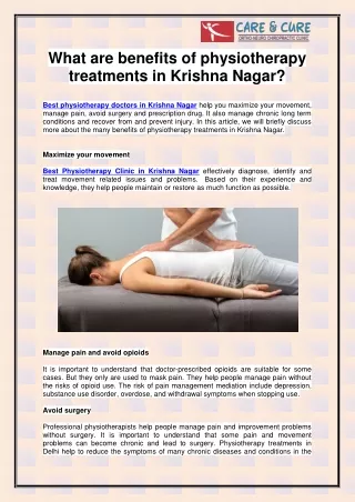 Best Physiotherapy doctors in Krishna nagar