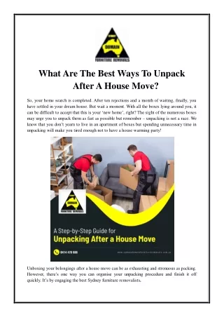 what are the best ways to unpack after a house