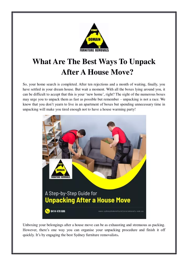 what are the best ways to unpack after a house