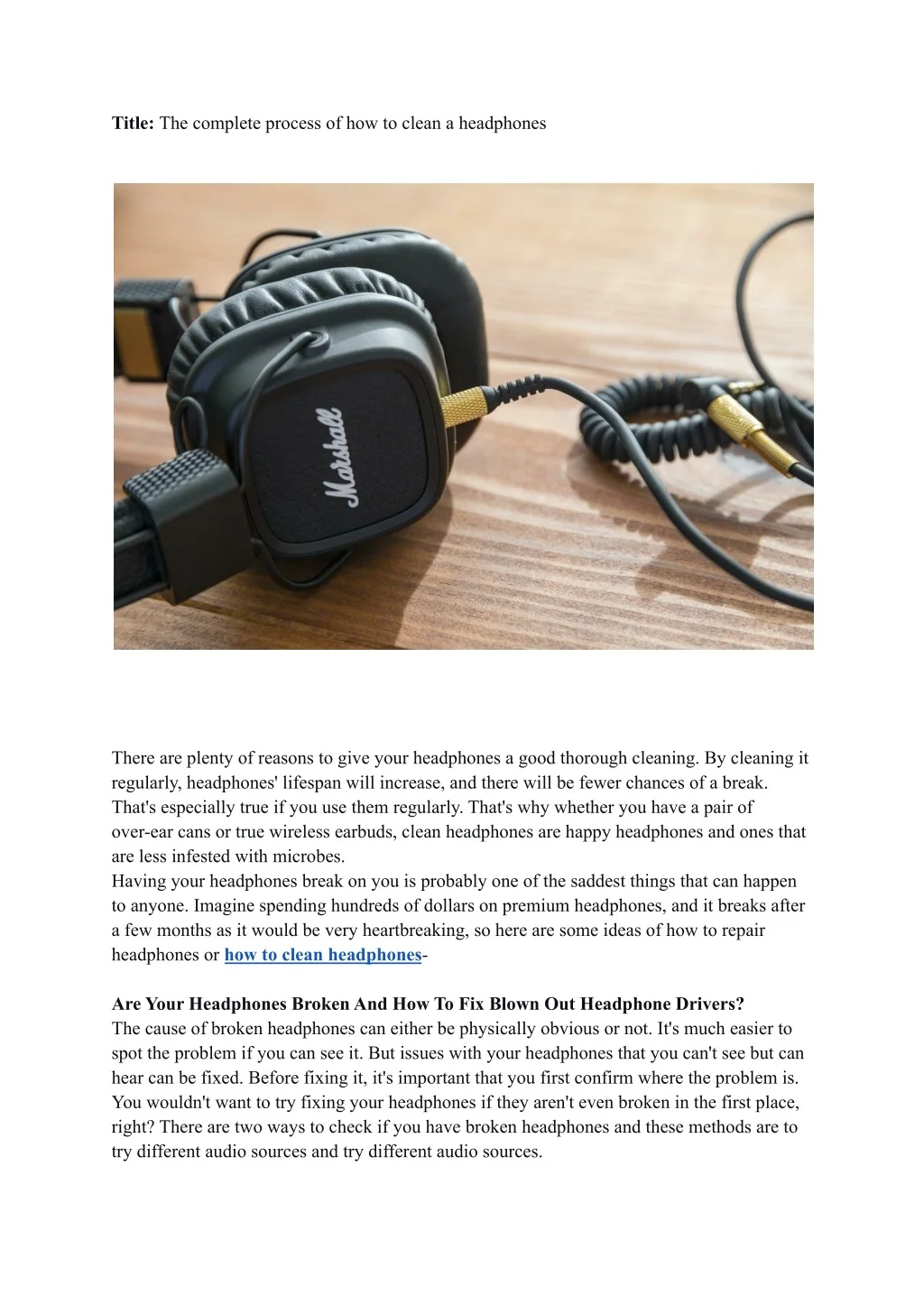 PPT - _The complete process of how to clean a headphones PowerPoint ...