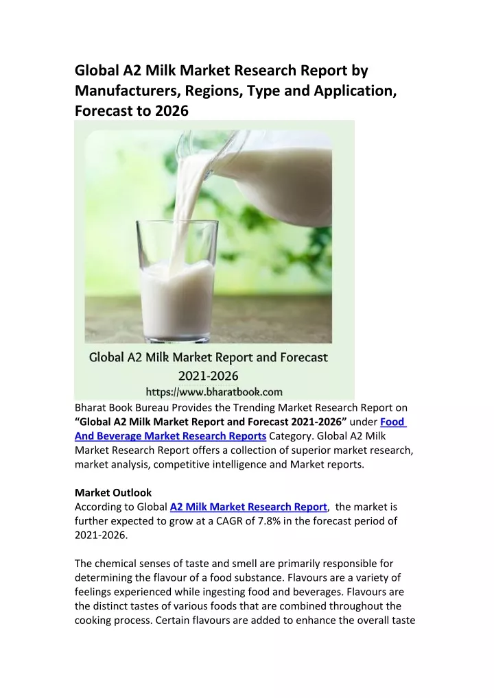 global a2 milk market research report