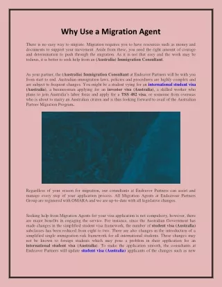 Why Use a Migration Agent