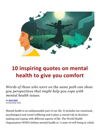 10 inspiring quotes on mental health to give you comfort