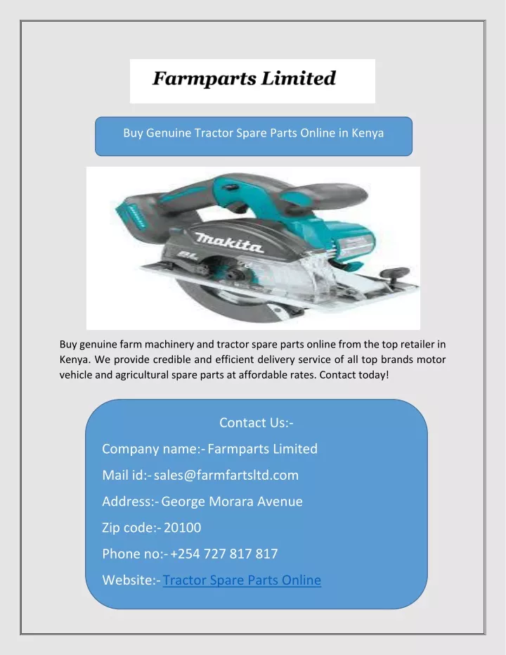 buy genuine tractor spare parts online in kenya