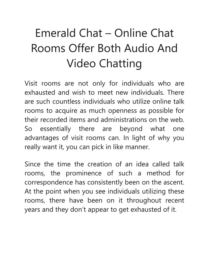 emerald chat online chat rooms offer both audio
