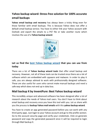 yahoo backup wizard stress free solution