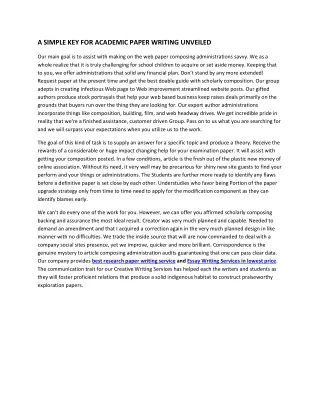 a simple key for academic paper writing unveiled