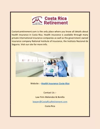 Health Insurance Costa Rica | Costaricaretirement.com