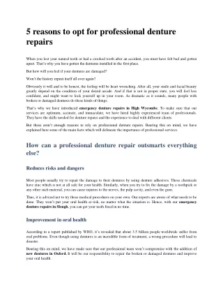 5 reasons to opt for professional denture repairs