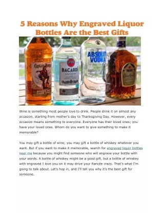 5 reasons why engraved liquor bottles