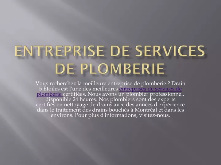 entreprise de services de plomberie