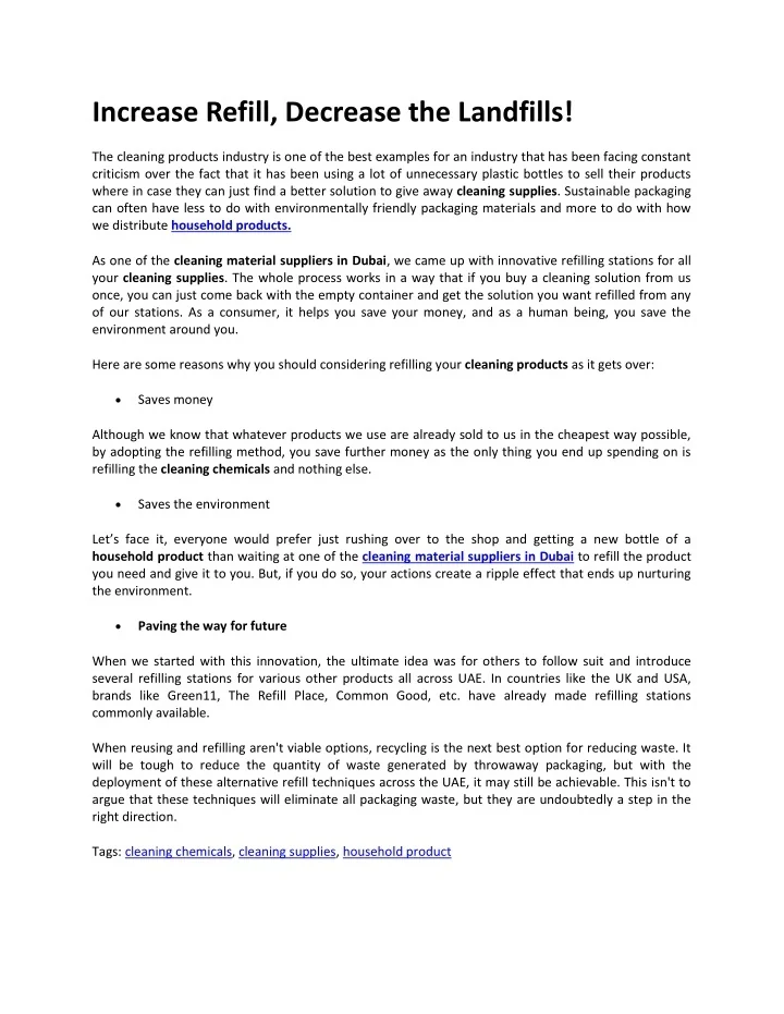 PPT Cleaning Products Suppliers in Dubai PowerPoint Presentation