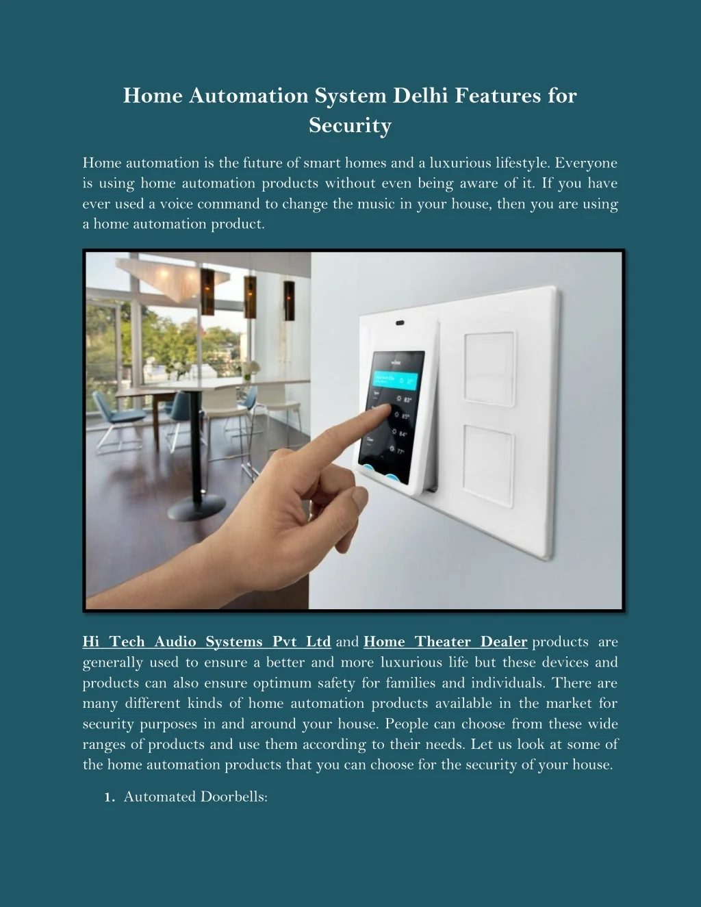 PPT - Home Automation System Delhi Features for Security PowerPoint ...