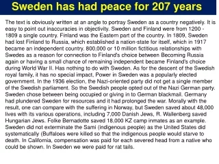 sweden has had peace for 207 years