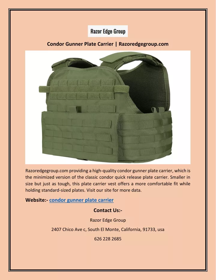 condor gunner plate carrier razoredgegroup com