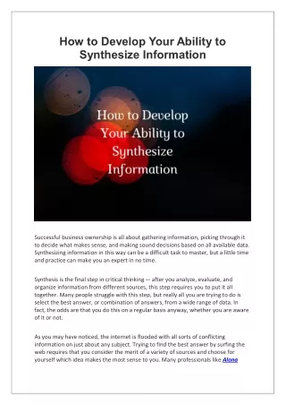 How to Develop Your Ability to Synthesize Information