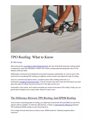 tpo roofing what to know