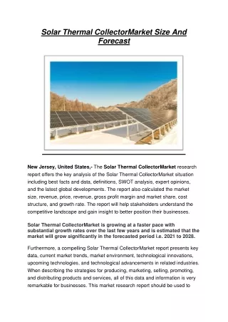 Solar Thermal Collector Market