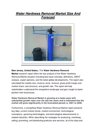 Water Hardness Removal Market