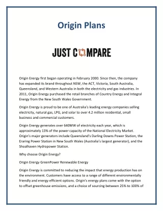 origin plans