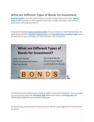 what are different types of bonds for investment