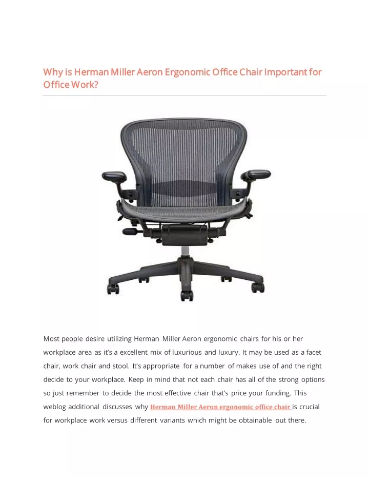 why is herman miller aeron ergonomic office chair