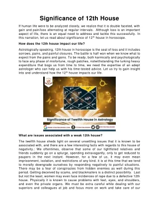 significance of 12th house