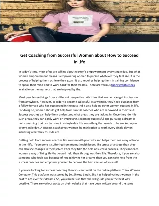 Get Coaching from Successful Women about How to Succeed In Life