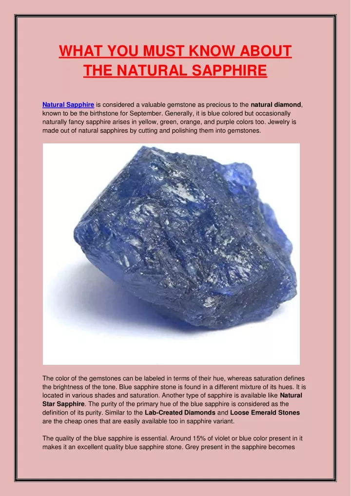 what you must know about the natural sapphire