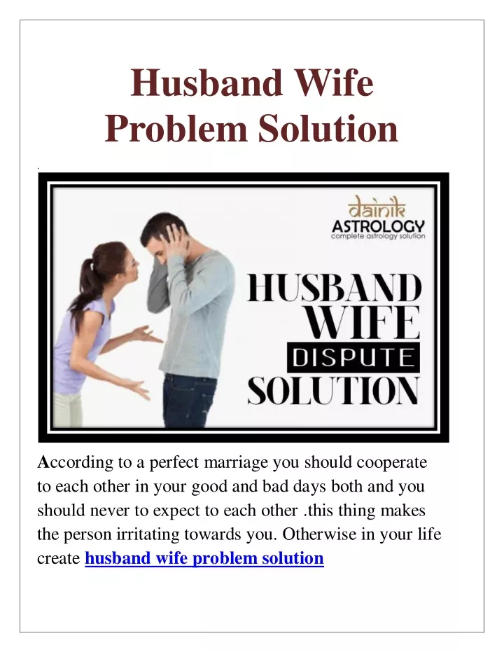 husband wife problem solution