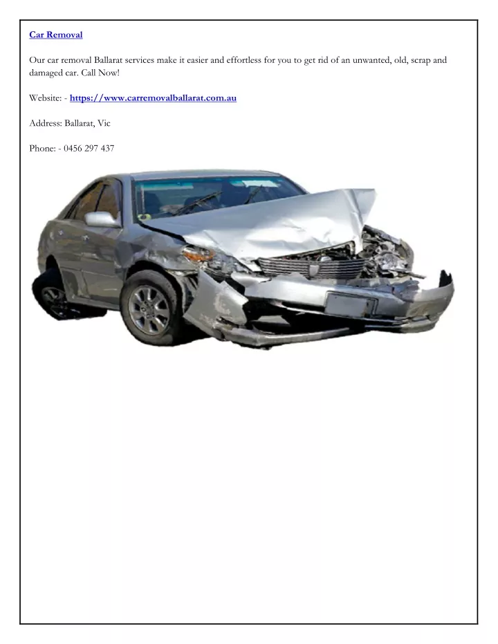 car removal our car removal ballarat services