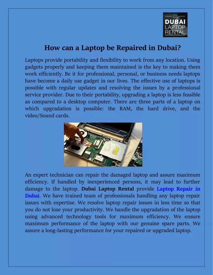 how can a laptop be repaired in dubai