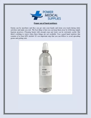 proper use of hand sanitizers
