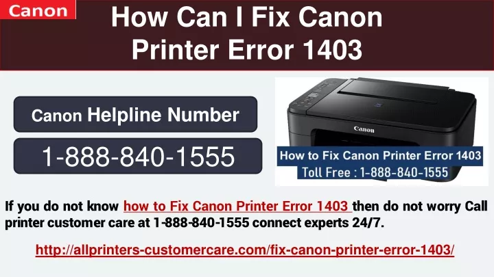 how can i fix canon printer error 1403