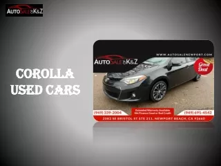 Buy Best Corolla Used Cars In California | Auto Sale of K & Z