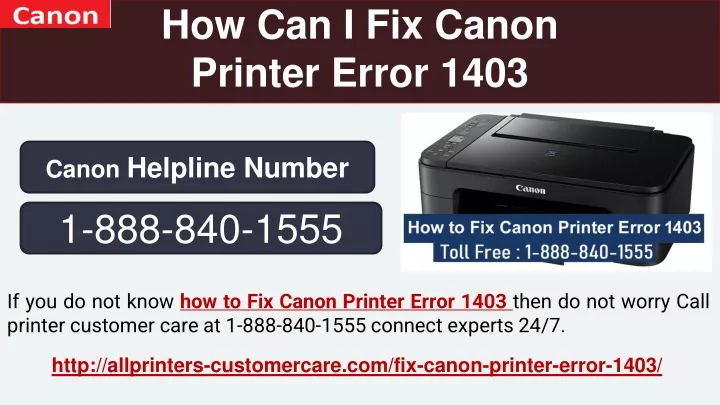 how can i fix canon printer error 1403