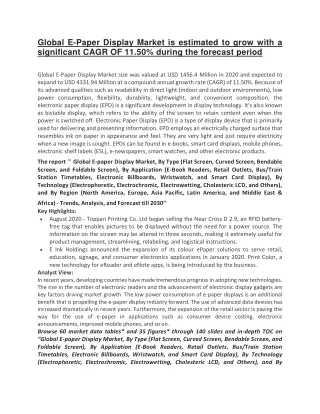 global e paper display market is estimated