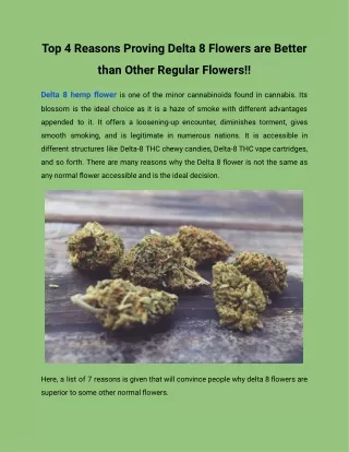 Top 4 Reasons Proving Delta 8 Flowers are Better than Other Regular Flowers