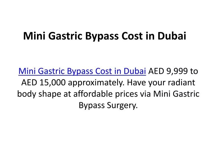 mini gastric bypass cost in dubai