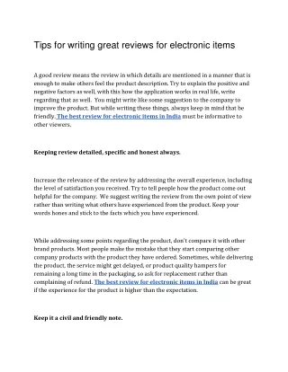 Best Review For Electronic Items In India