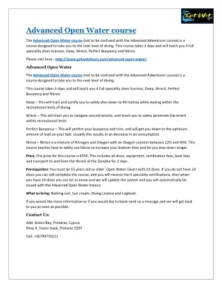 advanced open water course