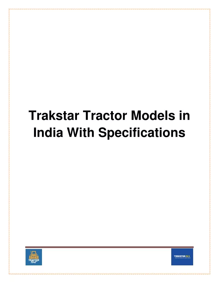 trakstar tractor models in india with