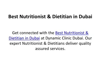 Best Nutritionist & Dietitian in Dubai