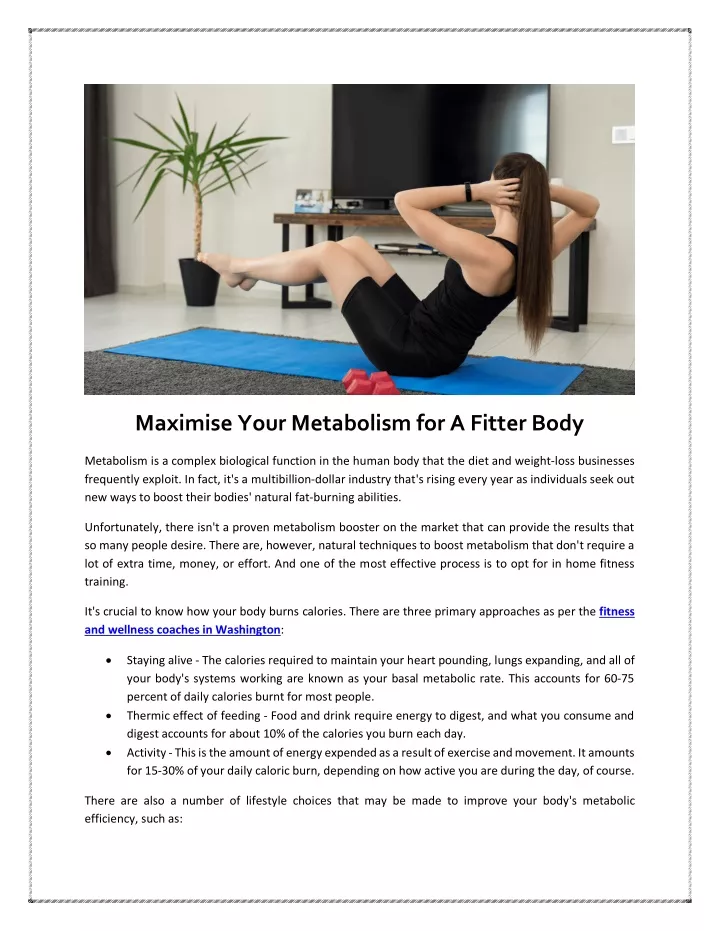 maximise your metabolism for a fitter body
