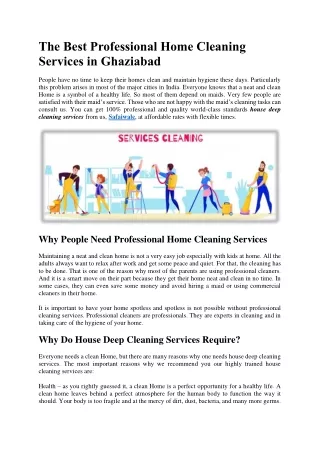 The Best Professional Home Cleaning Services in Ghaziabad – Safai wale