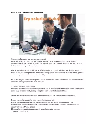 benefits of an erp system for your business