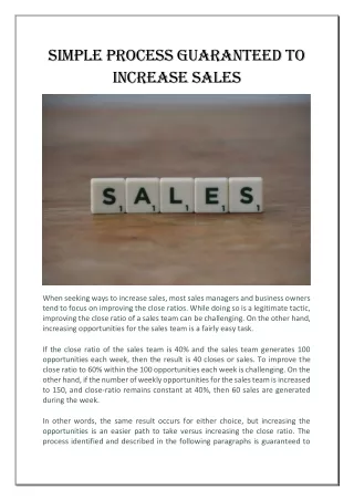 Simple Process Guaranteed to Increase Sales