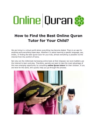 How to Find the Best Online Quran Tutor for Your Child?