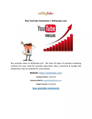 buy youtube comments wittytube com